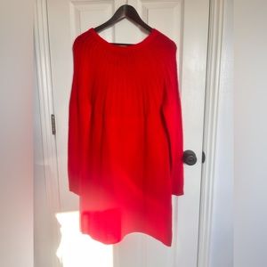 Red Holiday Dress with Black Bow